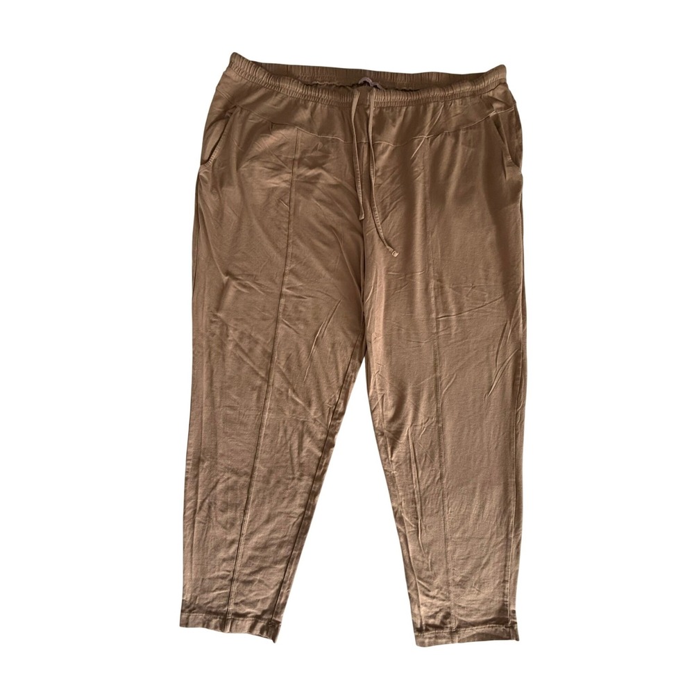 AnyBody Cozy Knit Tan Lounge Pants Womens 2X Elastic Waist Drawstring A498735